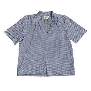 Trovata Birds of Paradis V-neck top blue gingham